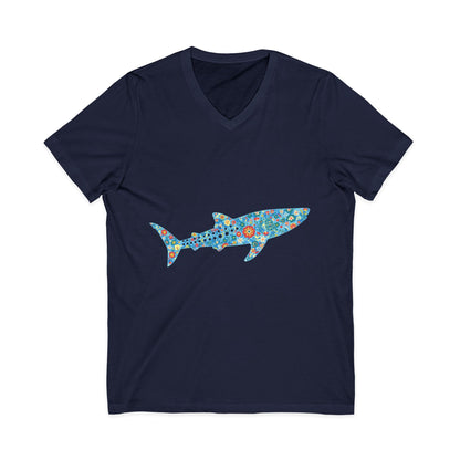 •V• Shark V-Neck  Tee - Whale Shark Floral
