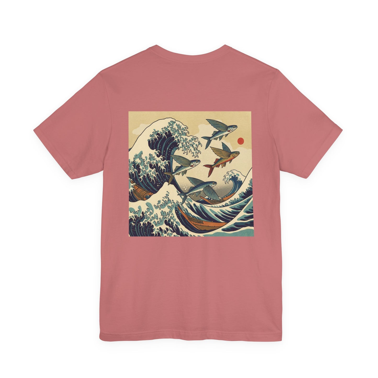 Flying Fish Woodblock Tee - Wave (Back IMage, Front Logo)