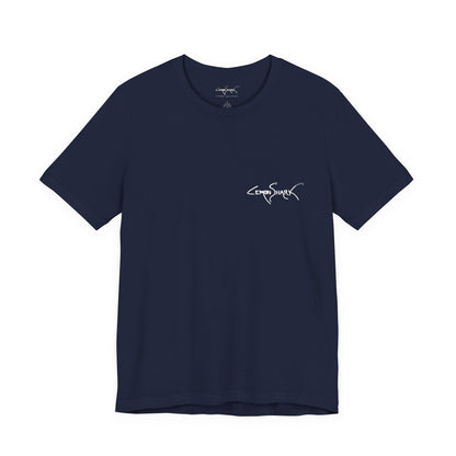 Dolphin Woodblock Tee - Wave (Back Image, Front Logo)