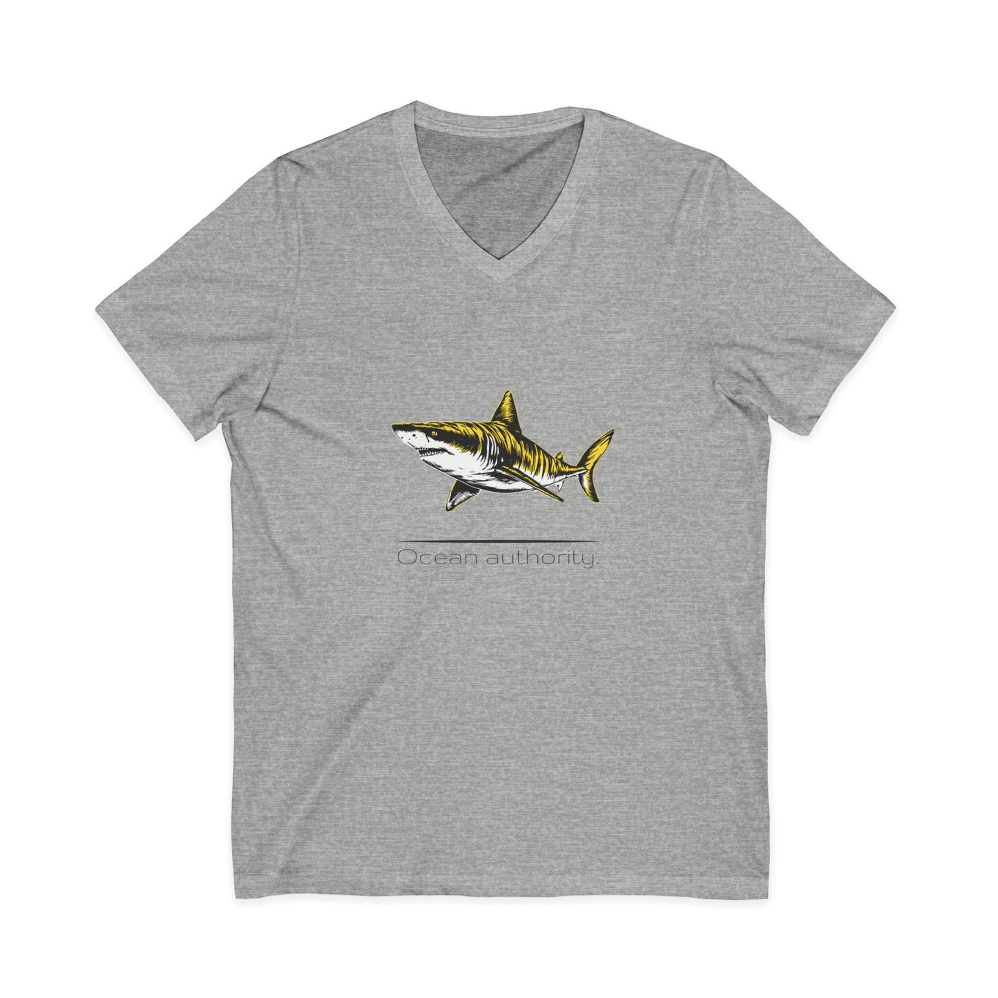Tiger Shark "Ocean authority" V-Neck Graphic Unisex Jersey Tee