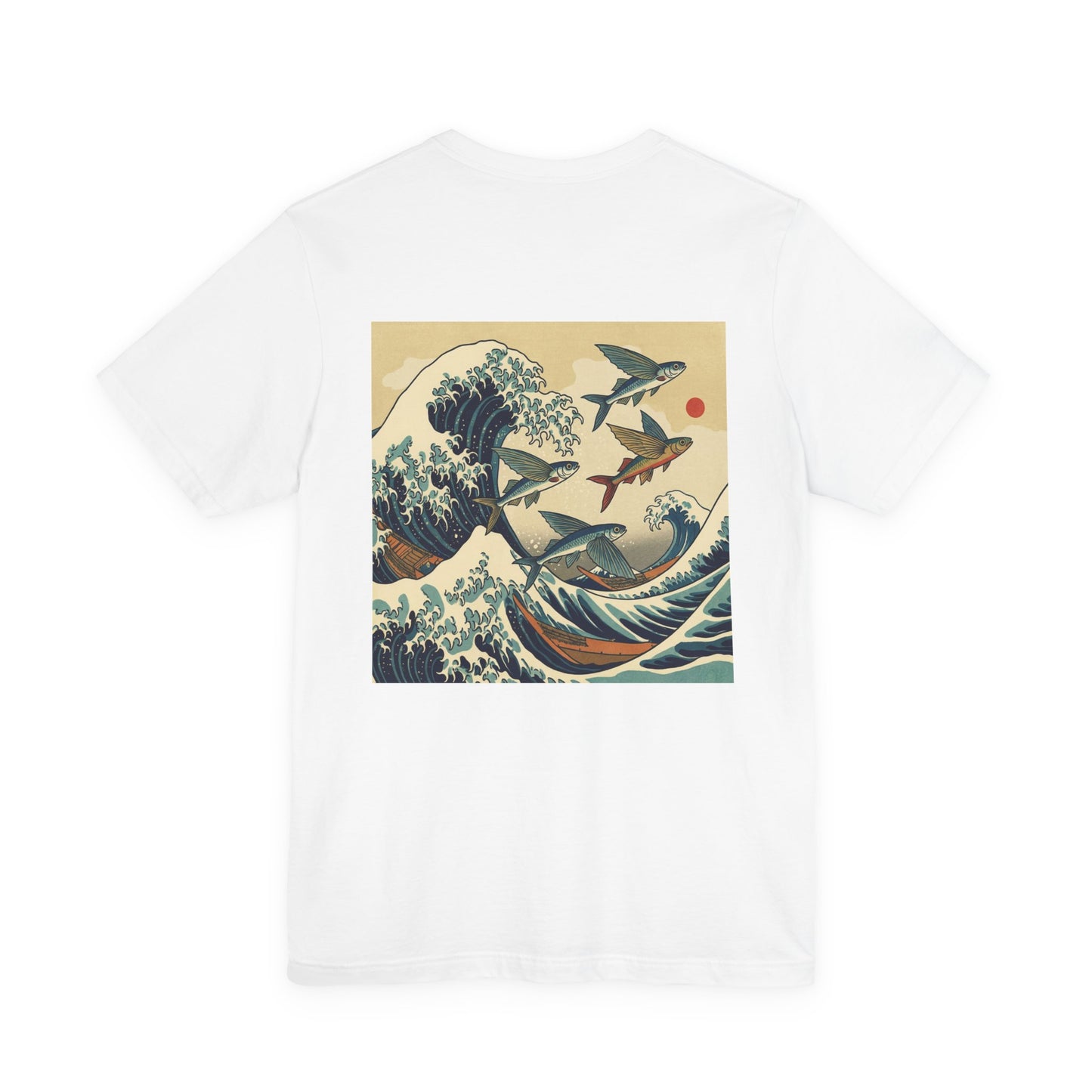 Flying Fish Woodblock Tee - Wave (Back IMage, Front Logo)
