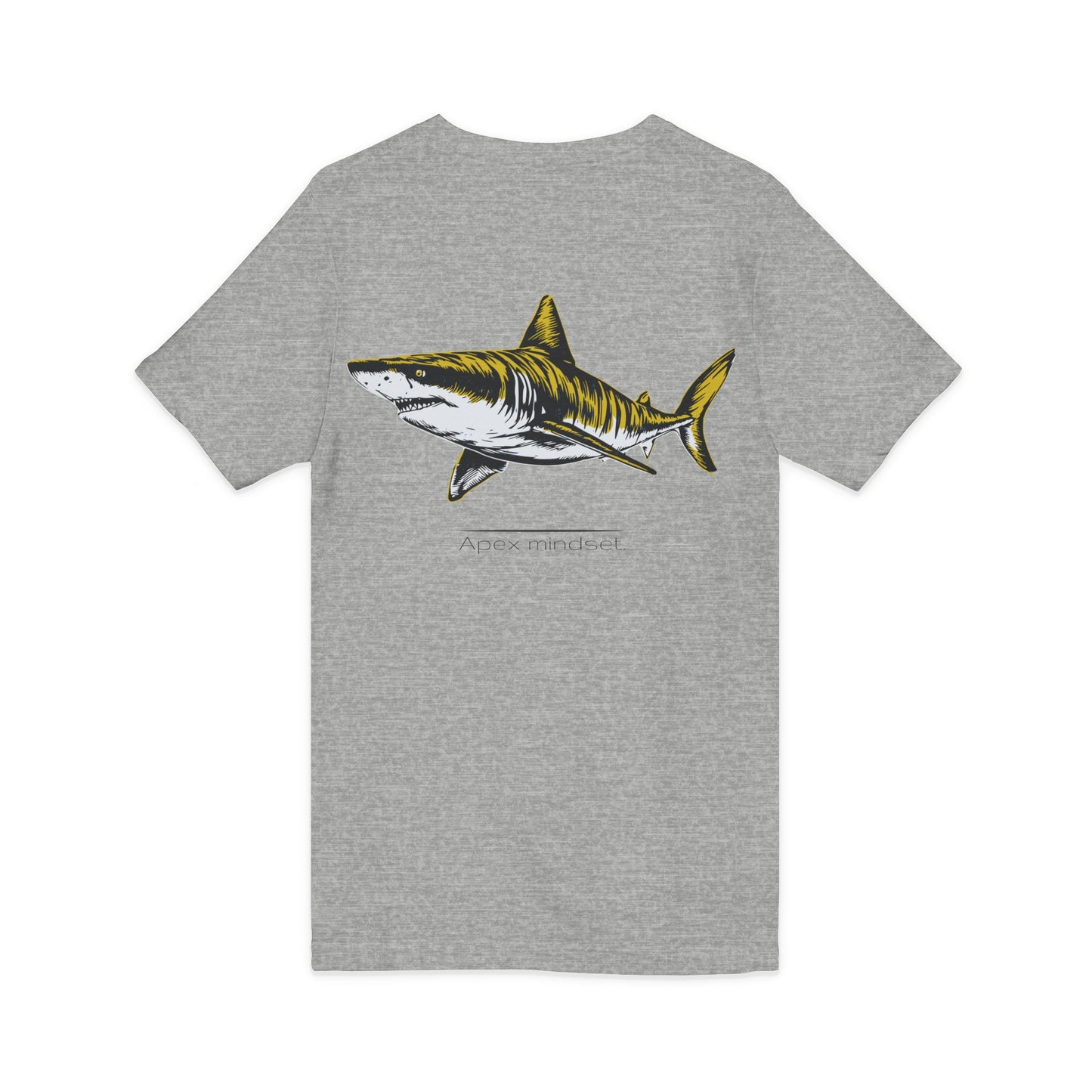 Tiger Shark "Apex mindset" V-Neck Graphic Unisex Jersey Tee, (graphic on back)