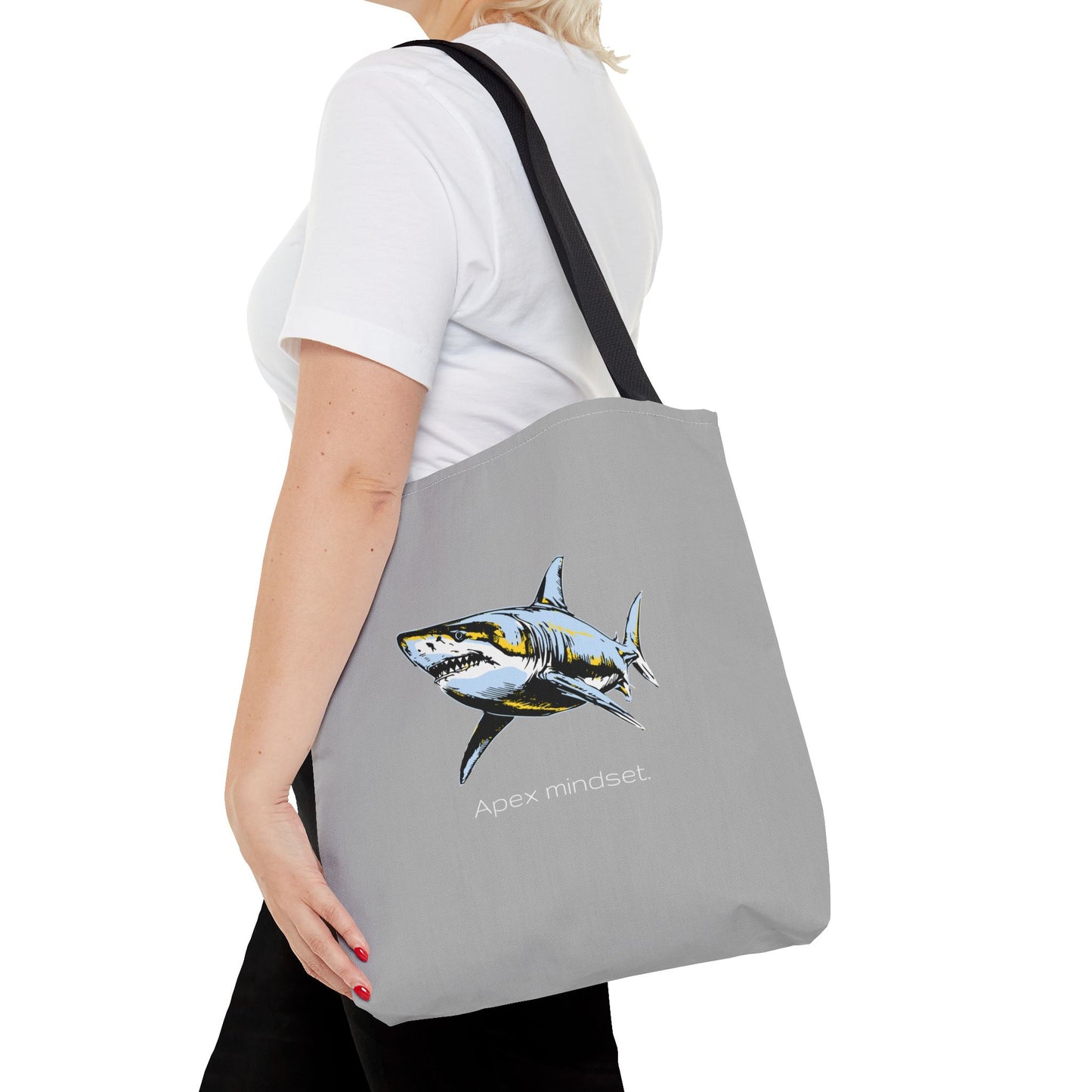 Shark Tote Bag - "Apex Mindset" Graphic Ocean Shopper