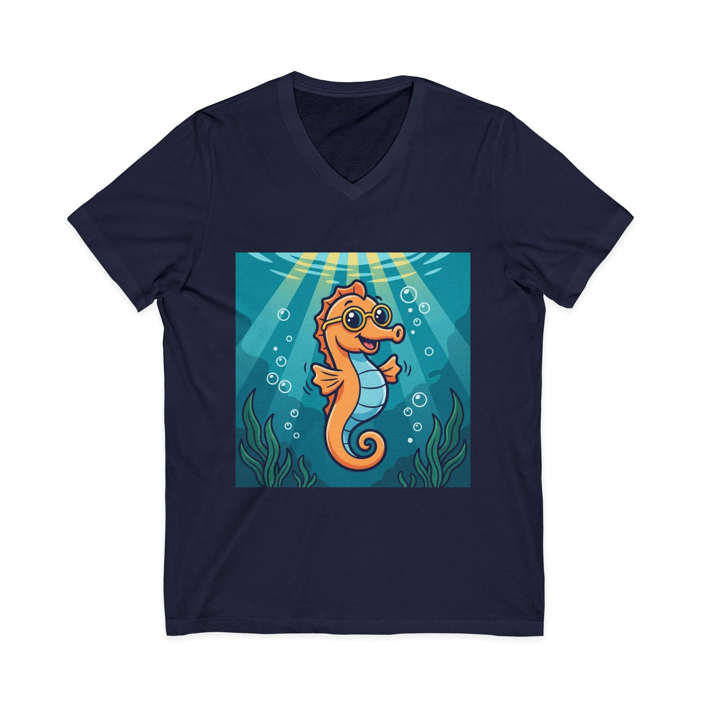 •V• Seahorse V-Neck Tee - Happy