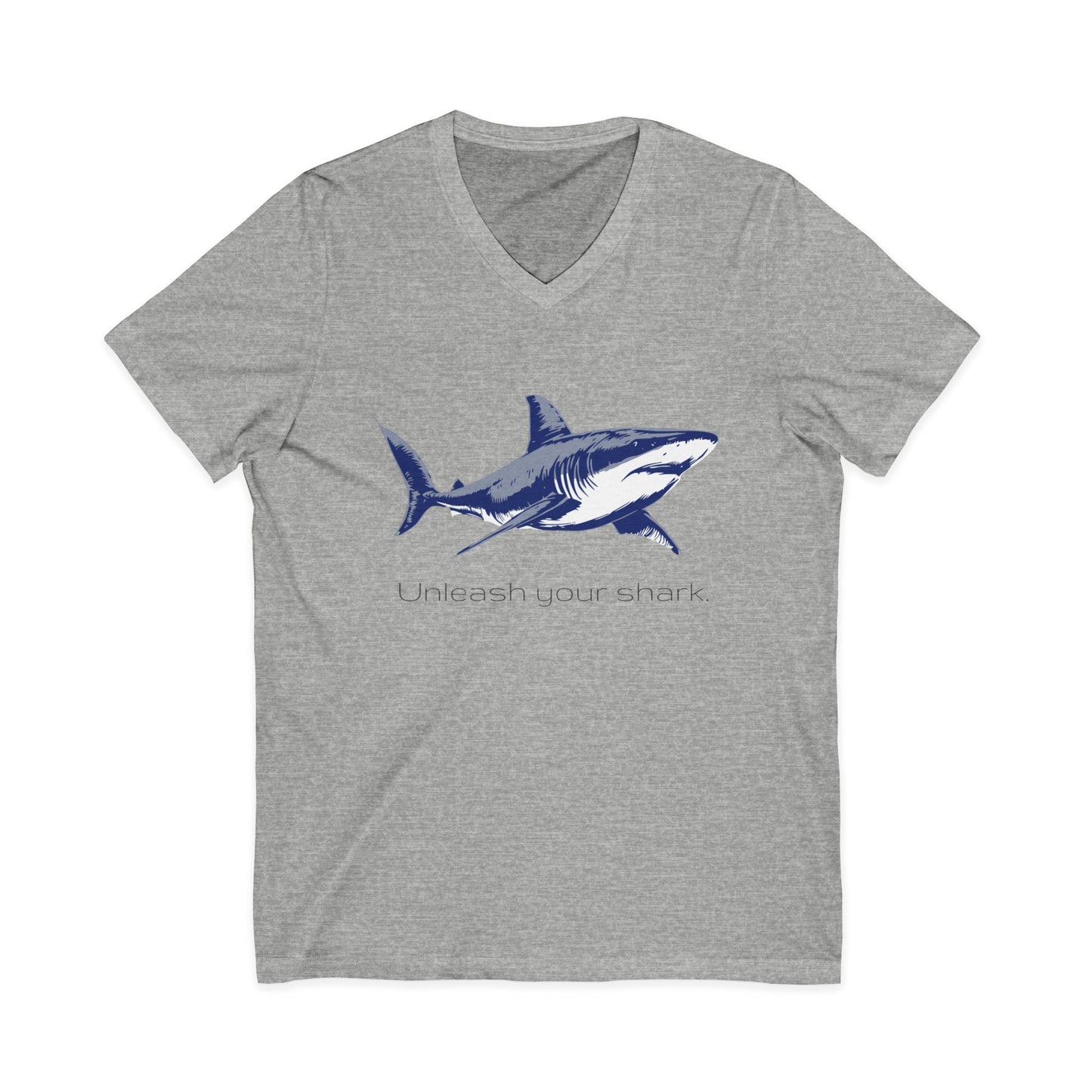 Great White Shark "Unleash your shark" V-Neck Tee Graphic Unisex Jersey Tee