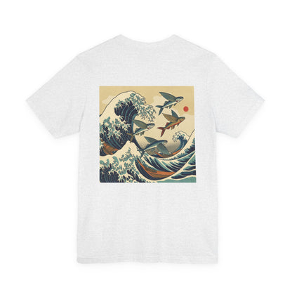 Flying Fish Woodblock Tee - Wave (Back IMage, Front Logo)