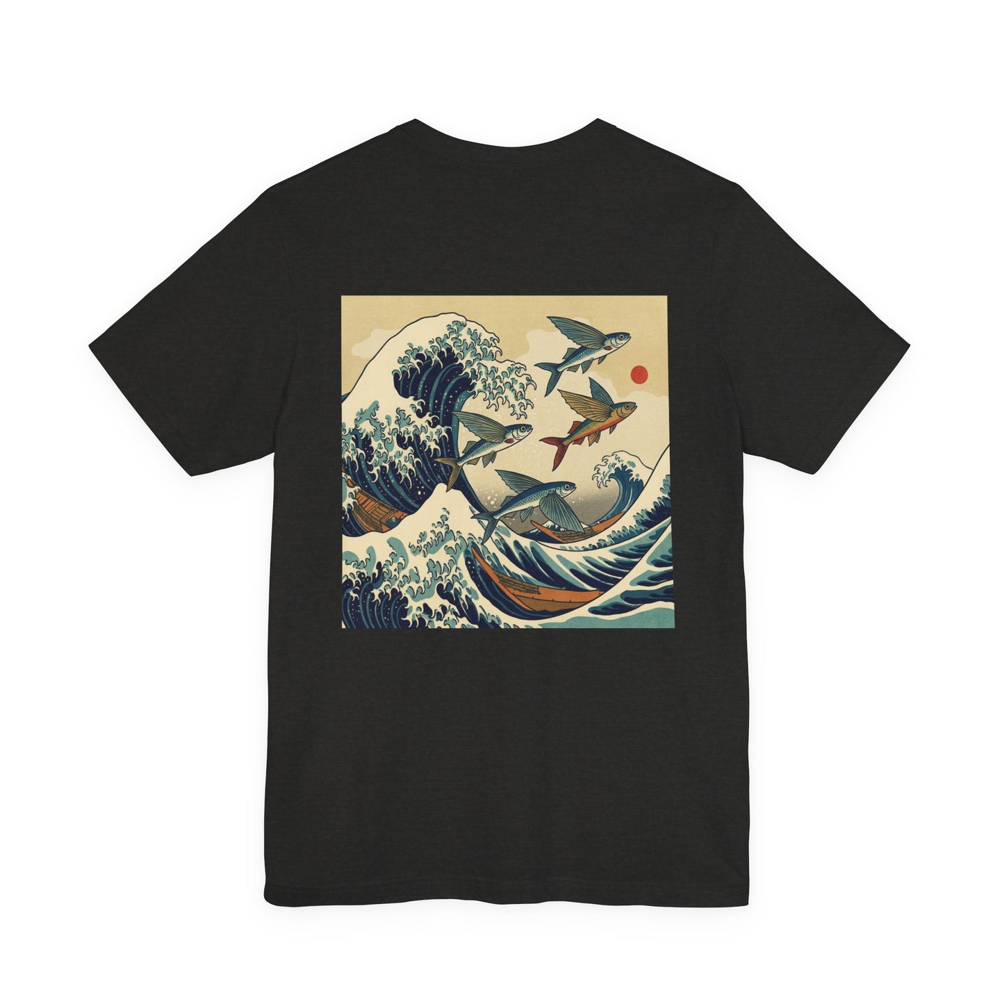 Flying Fish Woodblock Tee - Wave (Back IMage, Front Logo)