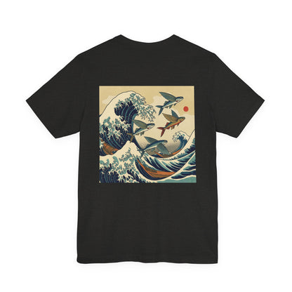 Flying Fish Woodblock Tee - Wave (Back IMage, Front Logo)