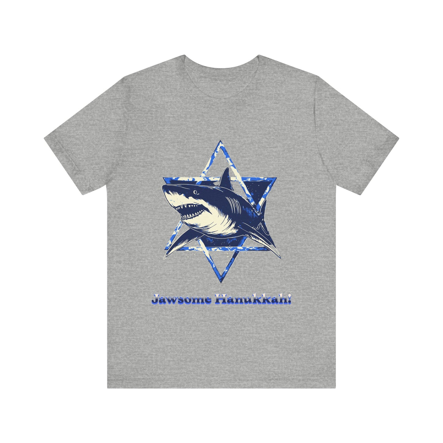 Hanukkah Shark  Tee - Jawsome Hanukkah Graphic Unisex Jersey Tee