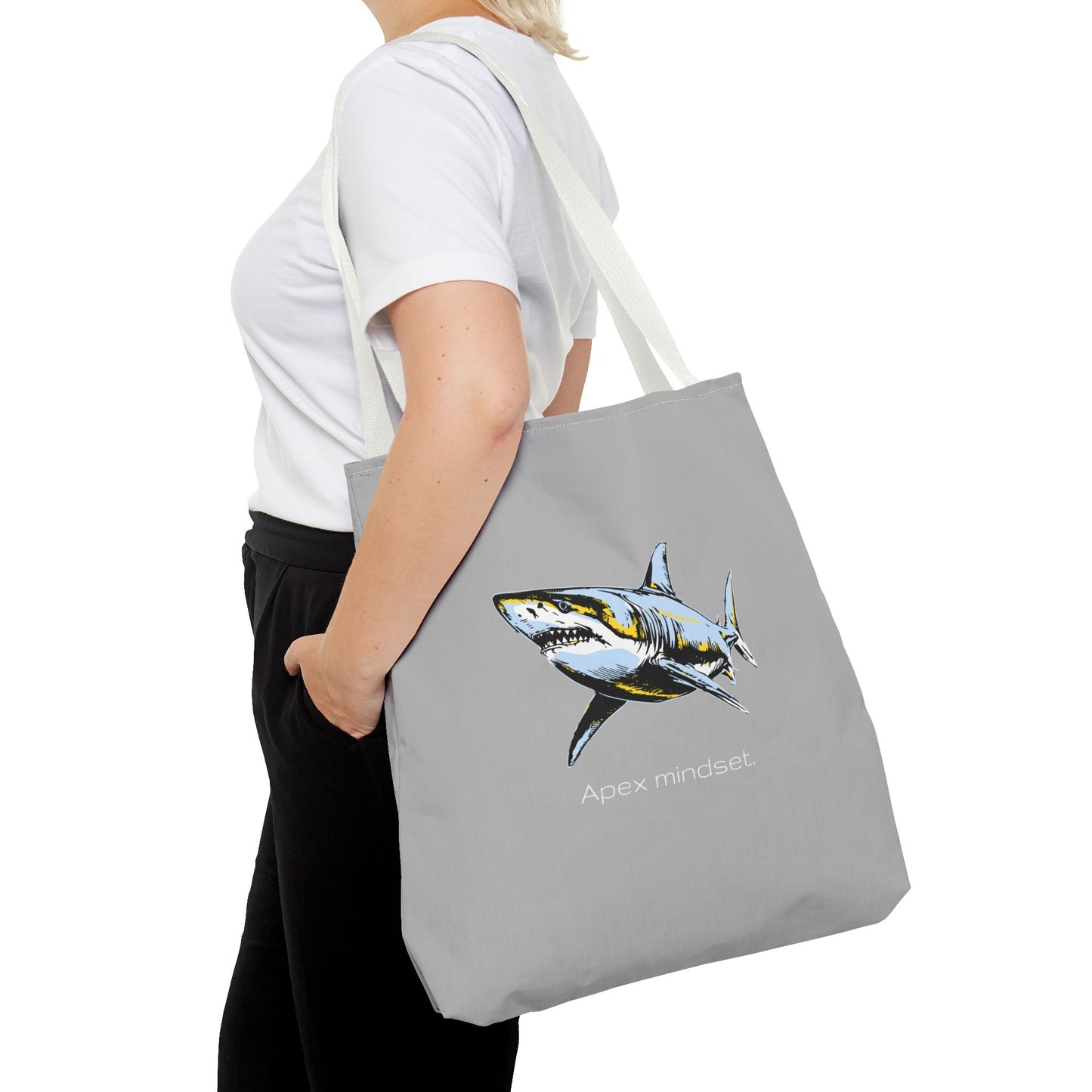 Shark Tote Bag - "Apex Mindset" Graphic Ocean Shopper