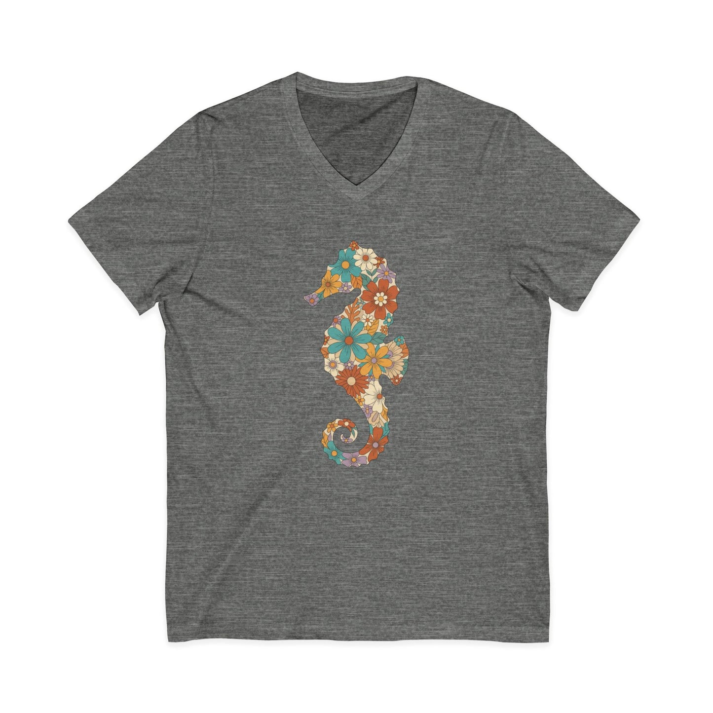 •V• Seahorse Floral V-Neck Tee