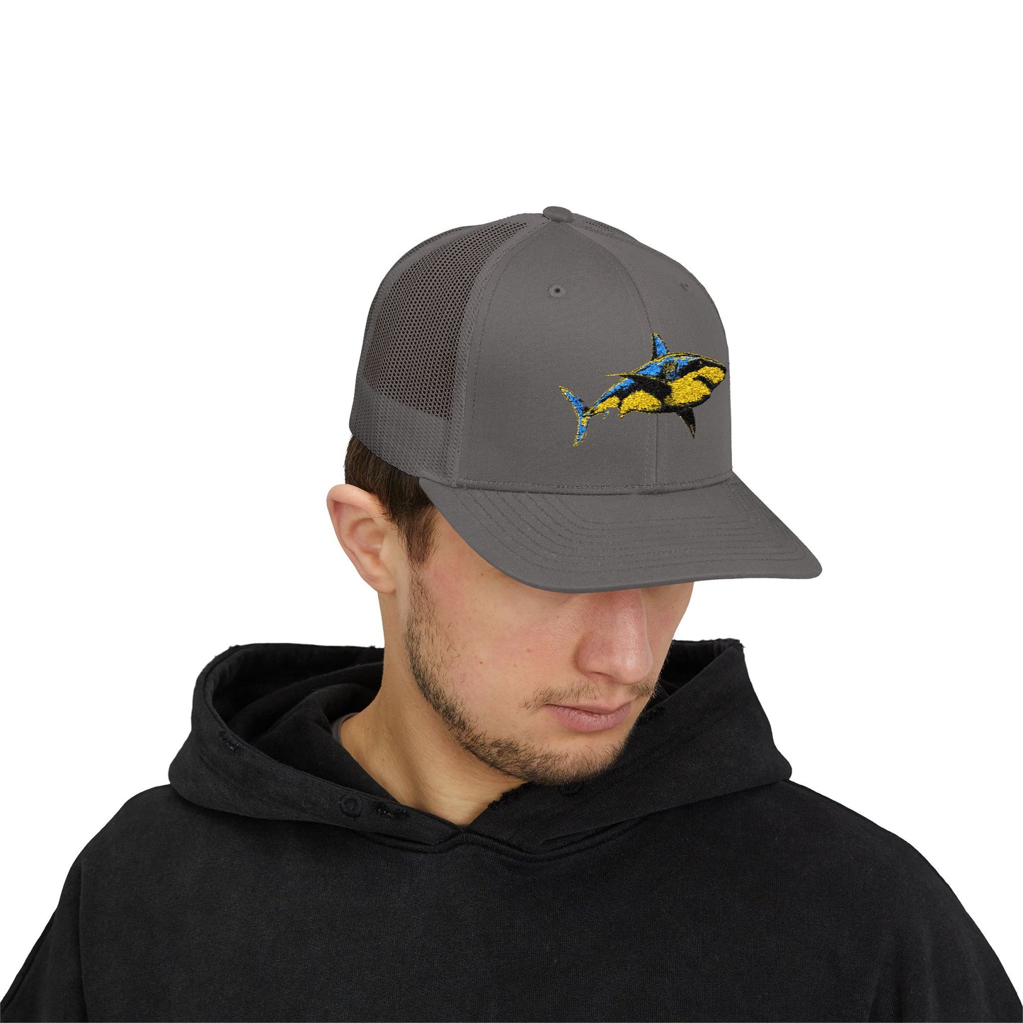 Great White Shark Embroidered Snapback Cap