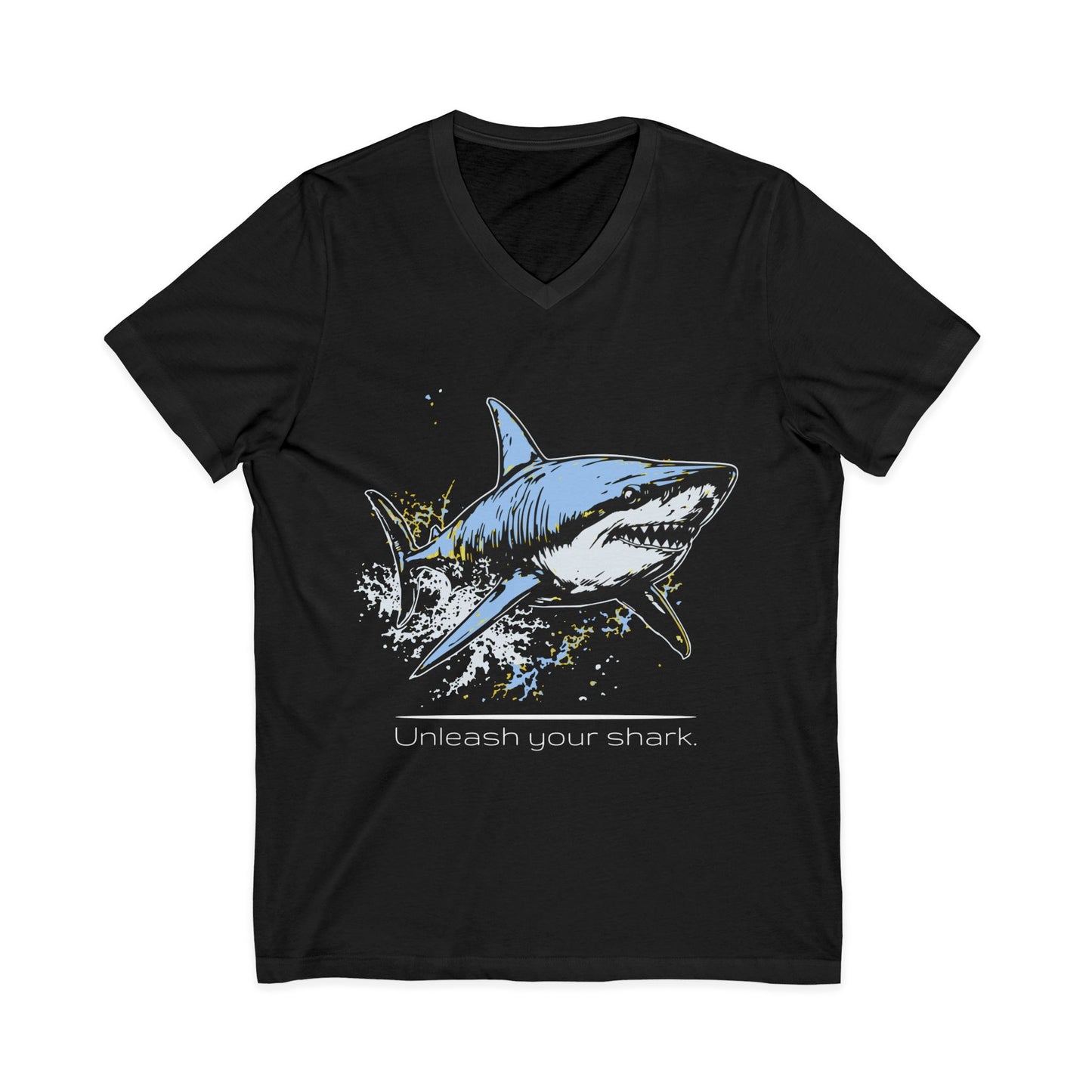 Great White Shark Ultimate "Unleash your shark" V-Neck Graphic Unisex Jersey Tee