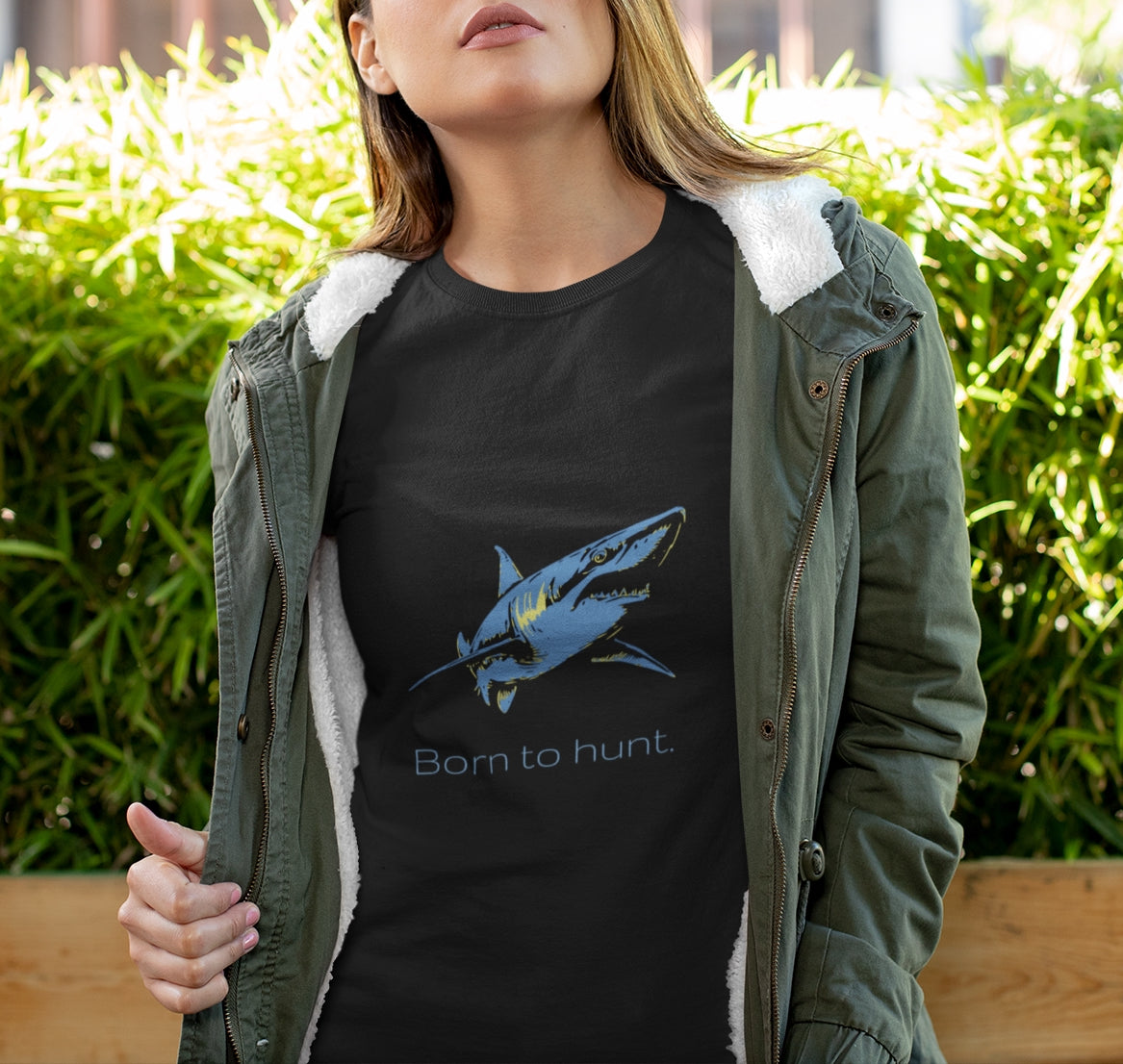 Blue Shark Tee - Born To Hunt